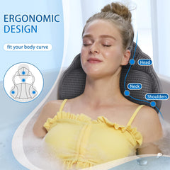 Poemland bath pillow with six suction cups for secure placement in tub