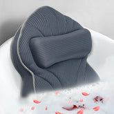 Poemland extra thick bath pillow full view gray supports neck and head during soaks