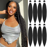Pofworld pre-stretched braiding hair 20-inch, front view, natural look for quick styling.