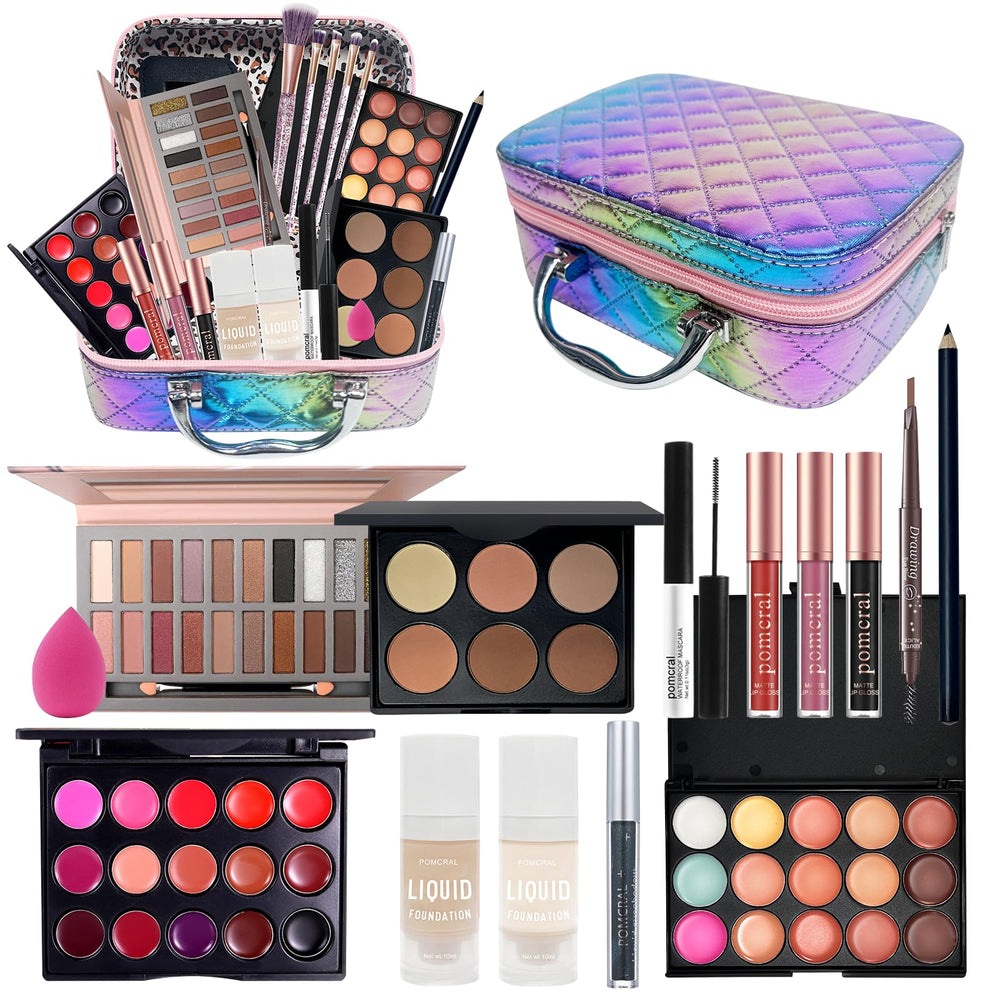 Pomcral Travel Makeup Kit compact case enabling organized on-the-go routines.