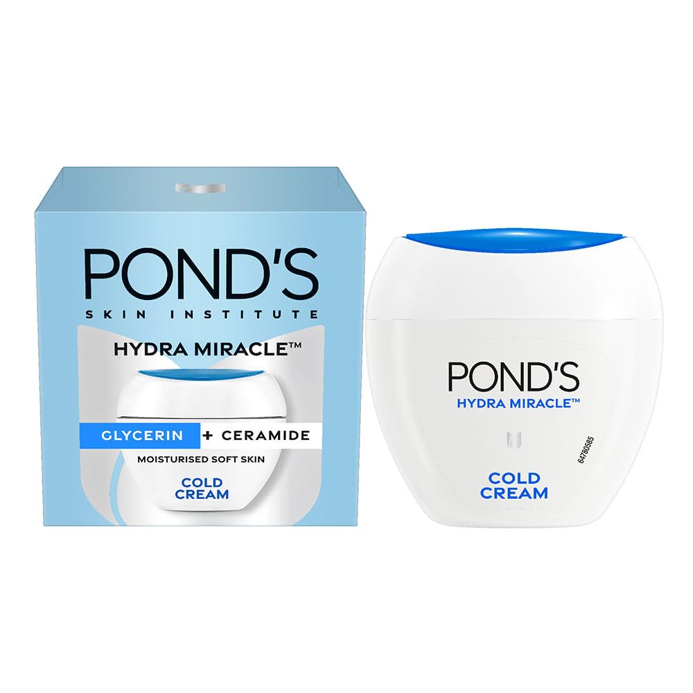 POND'S Cold Cream jar closeup shows rich hydration for soft skin.