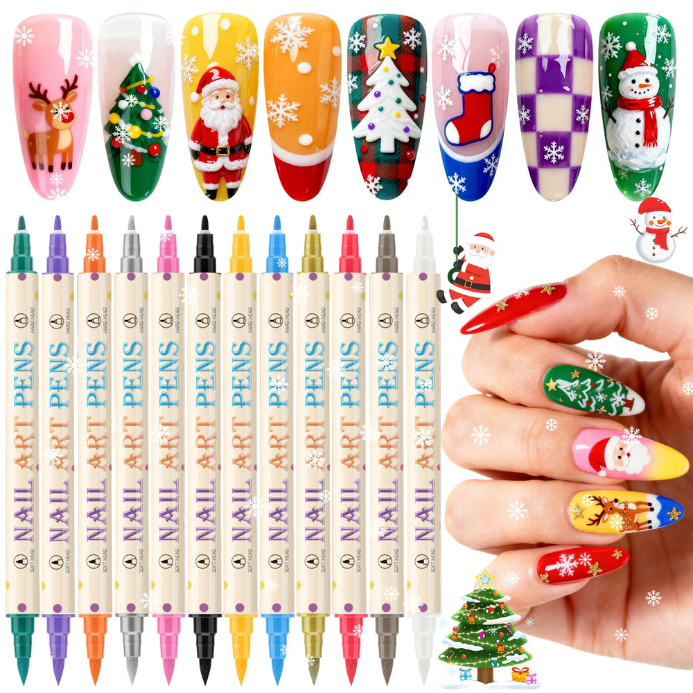 Ponhey nail art pens set swatches showing vibrant color variety for bold at-home designs.