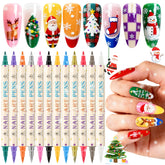 Ponhey nail art pens set swatches showing vibrant color variety for bold at-home designs.