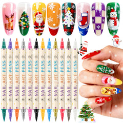 Ponhey nail art pens set swatches showing vibrant color variety for bold at-home designs.