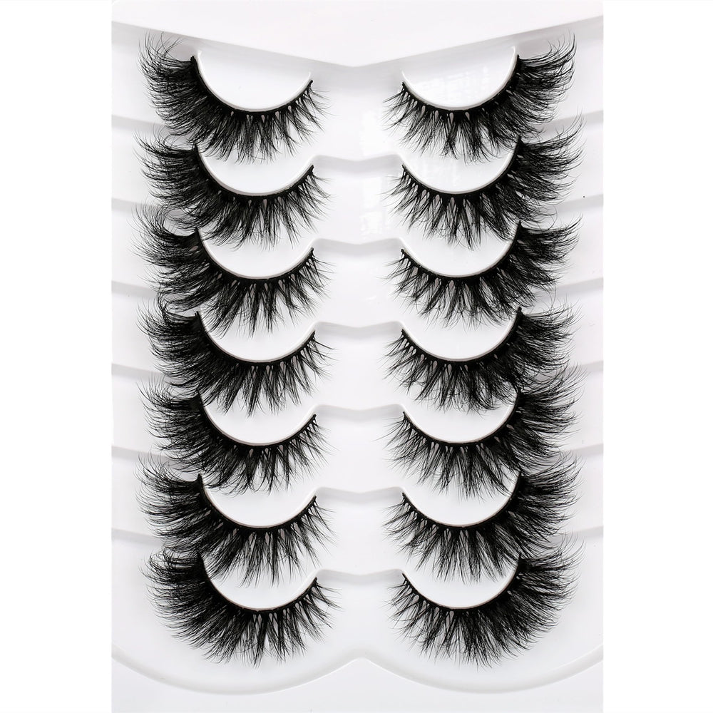 Pooplunch 8D silk lashes with cat-eye cross offer dramatic volume for winged definition.
