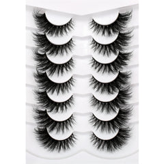 Pooplunch 8D silk lashes with cat-eye cross offer dramatic volume for winged definition.
