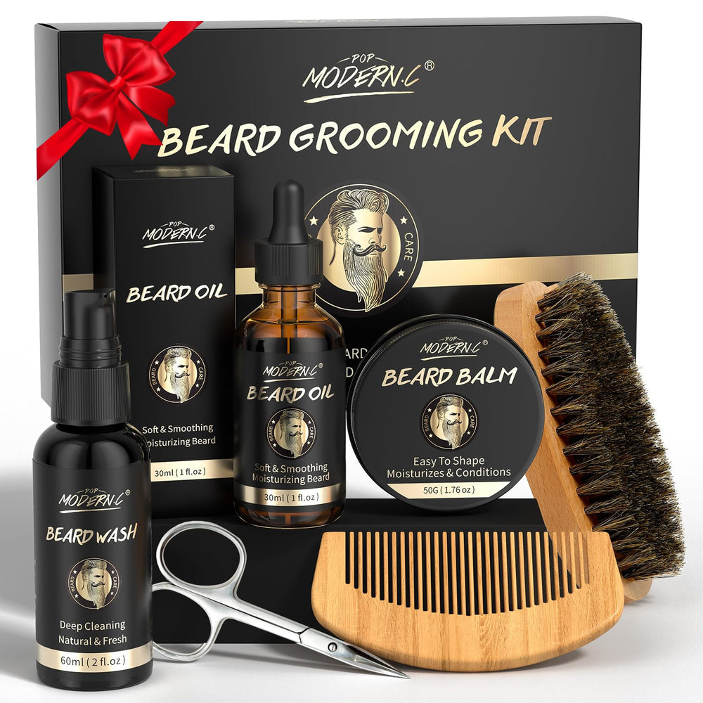 POP MODERN.C beard wash shampoo bottle for clean, moisturized beard.