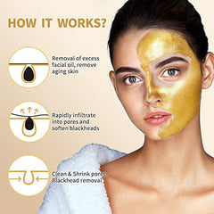 POP MODERN.C Brush applying gold mask demonstrates easy at-home routine