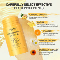 POP MODERN.C turmeric-stick-mask-clay-texture captures smooth mud formula for pore cleansing.