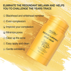 POP MODERN.C turmeric-stick-mask-rotating-head highlights mess-free, travel-friendly application.