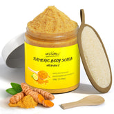 POP MODERN.C turmeric and vitamin C body scrub jar closeup for exfoliating texture
