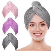 POPCHOSE microfiber hair towel wrap 3-pack set for fast, gentle drying