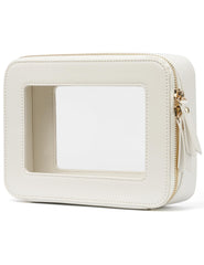 Popvibe clear makeup case front view with transparent panel for quick access