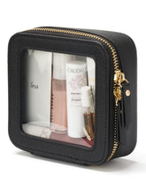 Popvibe mini clear black makeup bag front view highlighting transparent design for quick access