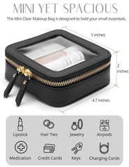 Popvibe mini clear black makeup bag zipper detail emphasizes secure closure