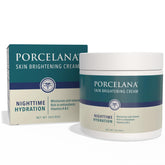 Porcelana Nighttime Hydration Cream bottle closeup highlighting antioxidant-rich formula for nightly skin nourishment