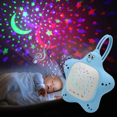 Portable Baby White Noise Sound Machine with projector night light shows stars for bedtime cues.