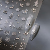Posyofet Christmas nail stickers snowflake-embossed for quick, elegant holiday nails.