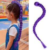 POUWENEY 26-inch purple braid pony tail clip-in for cosplay styling.