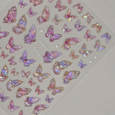 POWPOP butterfly nail stickers pink embossing adds dimensional depth for DIY manicure.