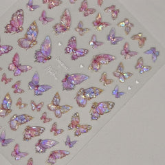 POWPOP butterfly nail stickers pink embossing adds dimensional depth for DIY manicure.