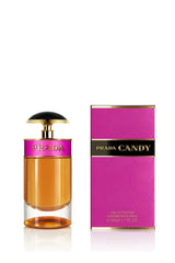 Prada Candy bottle front highlighting a lasting, playful fragrance for everyday wear.