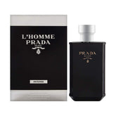 Prada L'Homme Intense bottle front view for daily refined elegance and confidence.