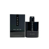 Prada Luna Rossa Black bottle showcases a masculine oriental woody scent for evening wear.