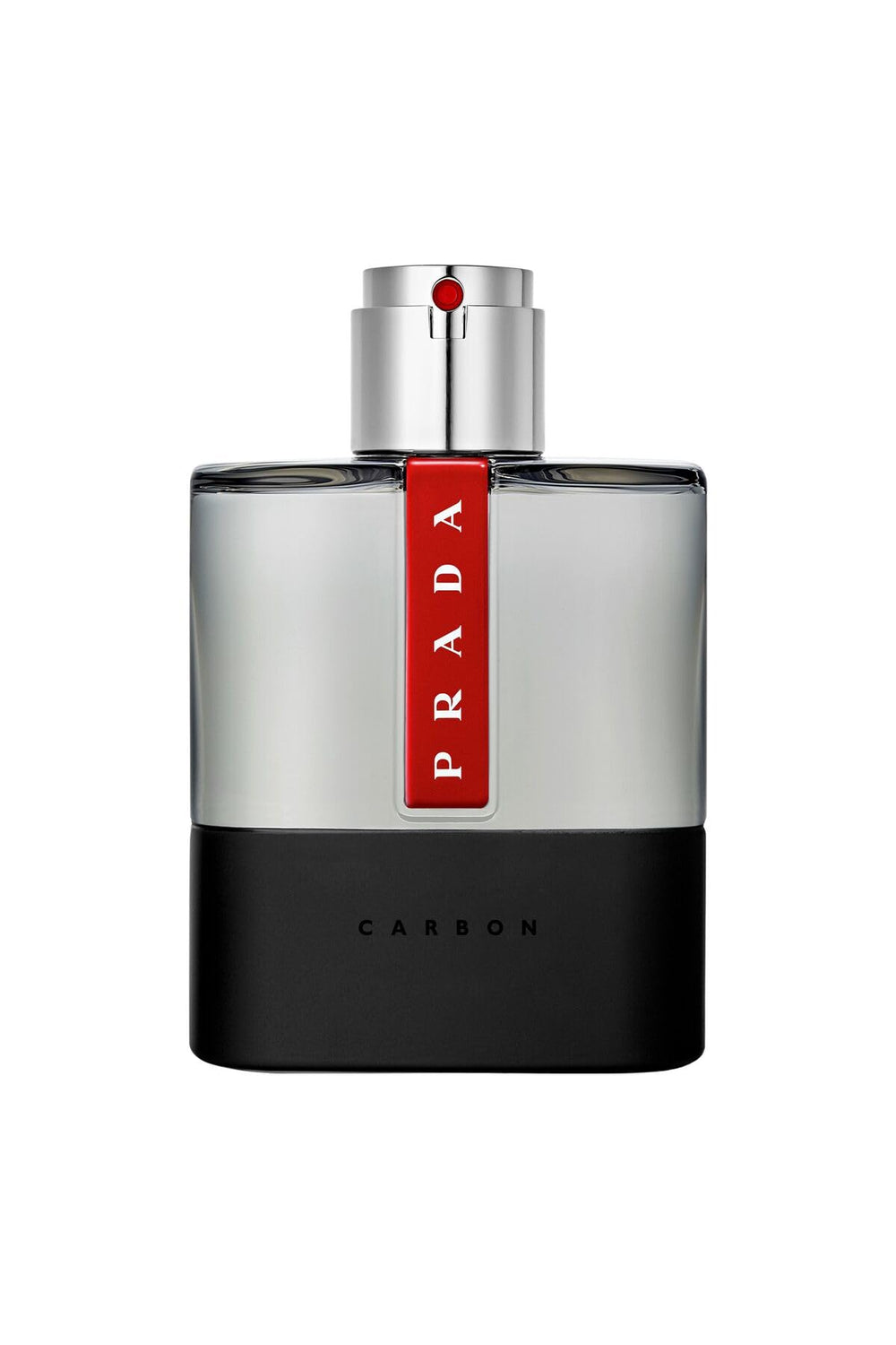 Prada Luna Rossa Carbon bottle close-up shows premium masculine design.