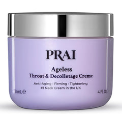 PRAI neck creme jar closeup highlights luxurious texture for firming