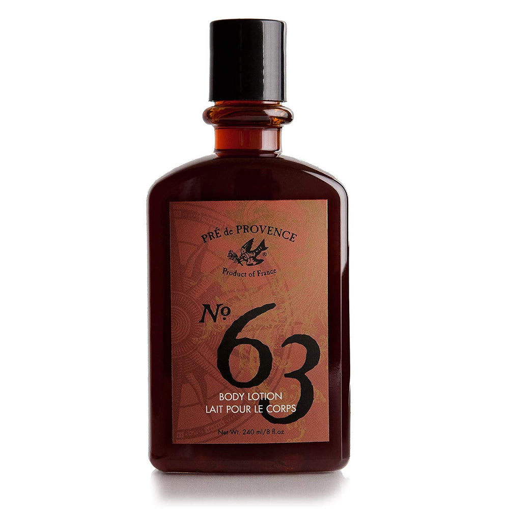 Pre de Provence No.63 lotion bottle pump close-up for fast, hydrating daily moisture.