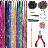 Prehot hair tinsel kit 48inch colors: vibrant strands for daily sparkle and easy styling.