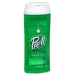 Prell bright-finish hair after wash with clean shine.