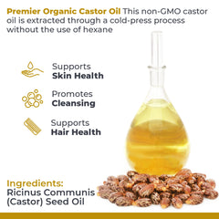 Premier Research Labs Organic Castor Oil applied to hair for shine and moisture.