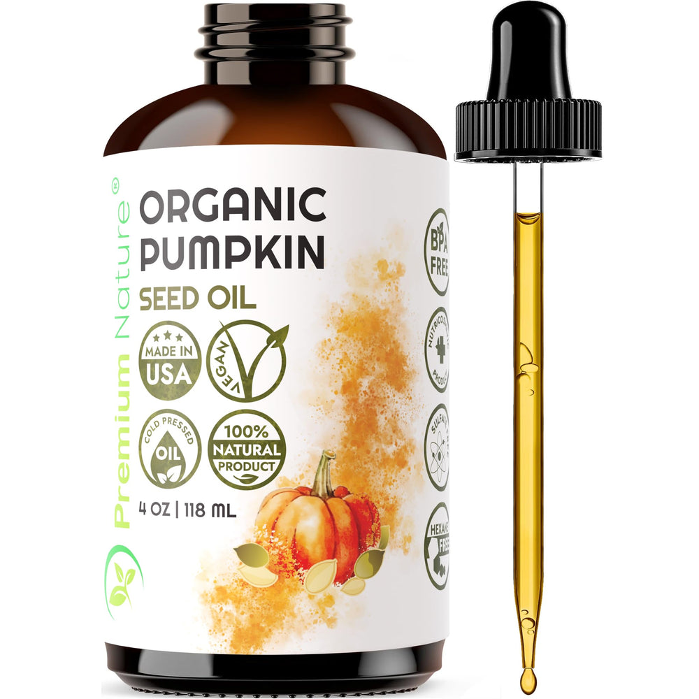 Premium Nature Pumpkin Seed Oil bottle shown for easy application and skin nourishment