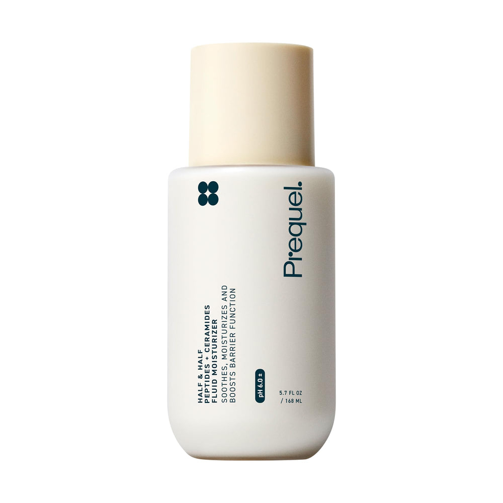 Prequel Skin Half and Half bottle pour showing easy, lightweight hydration.