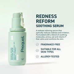 Prequel Skin Redness Reform serum-dispense close-up indicating fast-absorbing comfort