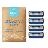 Preserve POPi Shave ceramic-coated blades close-up for a smooth shave.