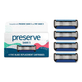 Preserve Shave 5 pack overview with eco-friendly packaging for sustainable grooming.
