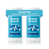 Pretty Frank deodorant stick unscented 2-pack on shelf for sensitive skin.