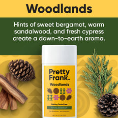 Pretty Frank Woodlands deodorant ingredients: clean, natural, nourishing oils for sensitive skin.
