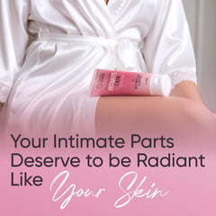 Pretty Privates bikini-area brightening close-up emphasizing even tone and gentle care.