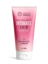 Pretty Privates intimate bleaching cream bottle showing a gentle, fast-absorbing formula for even skin tone.