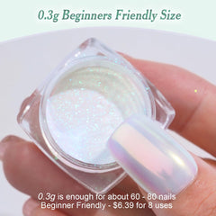 PrettyDiva mermaid-aurora-nail-powder-swatch demonstrates color shift shimmer.