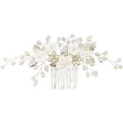PrettyLife pearl rhinestone leaf detail on hair vine for enhanced sparkle at ceremonies