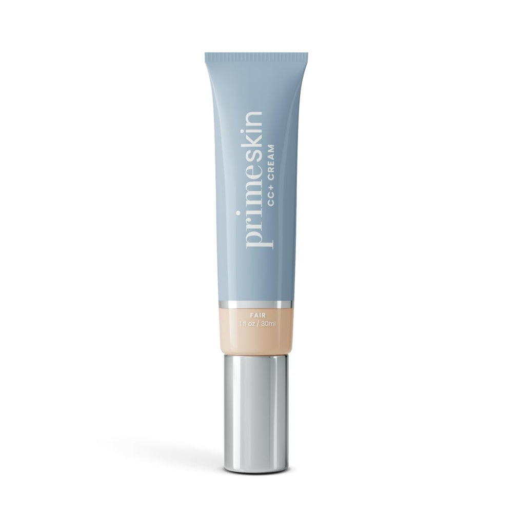 Prime Prometics PrimeSkin CC+ Cream bottle close-up showing pore-blurring coverage.