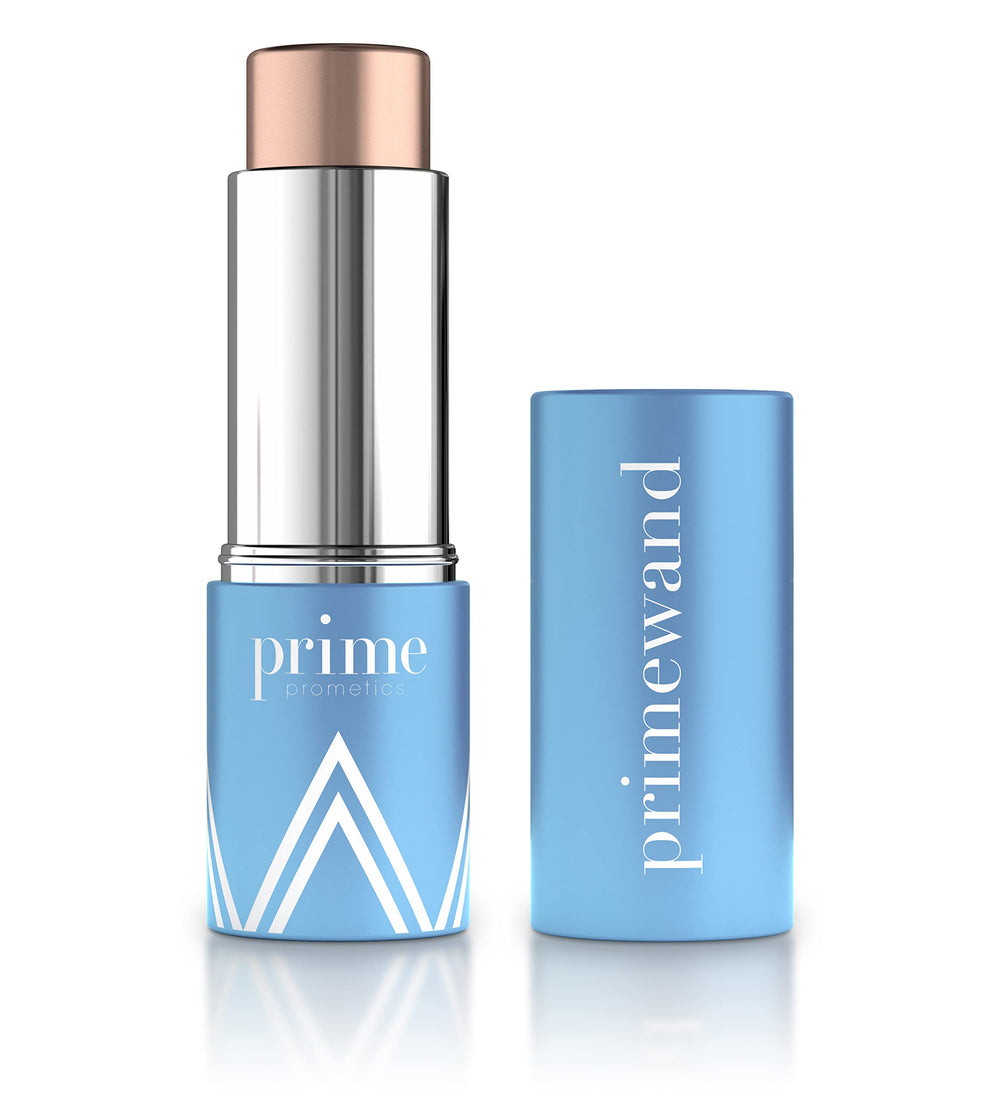 Prime Prometics PrimeWand Pearl tube close-up shows creamy highlighter for mature skin glow.