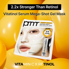 Primera PRMR Vitatinol Serum Mask gel texture swatch communicates a cooling, hydrating feel