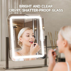 PRIMETEK LED makeup mirror full-view provides clear visibility for skincare routines.