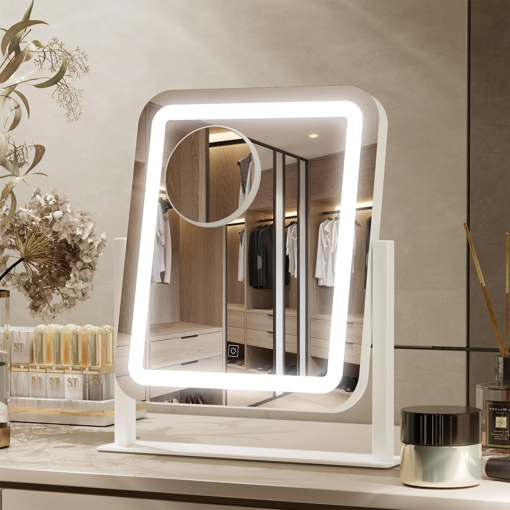 PRIMETEK vanity mirror 16x14 size enables detailed makeup prep and ample viewing